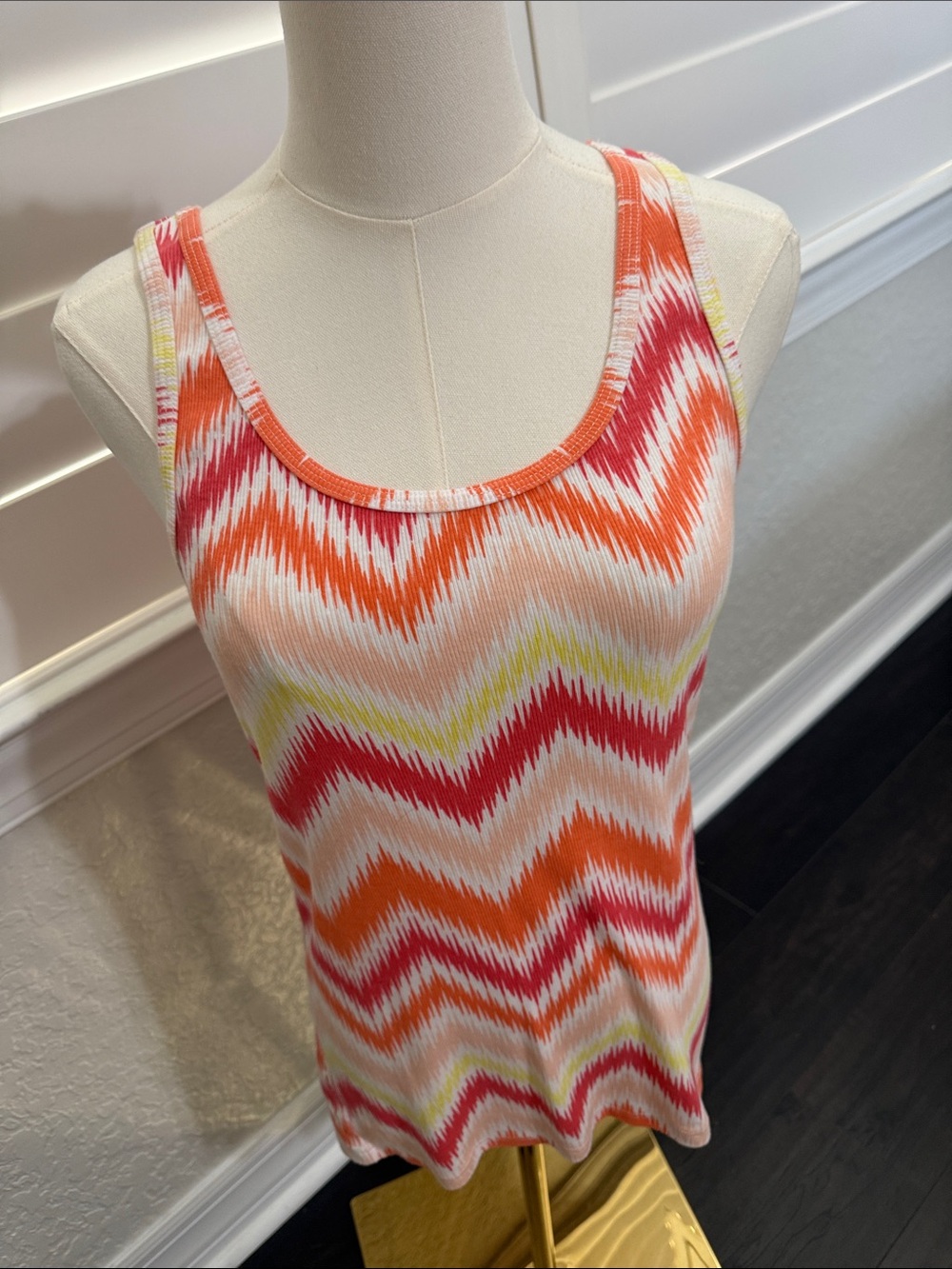 Faded Glory Zigzag Chevron Tank Top in Orange, Pink & Yellow